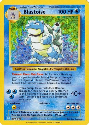 Blastoise 003/034 - Holofoil Trading Card Game Classic - Classic Collection