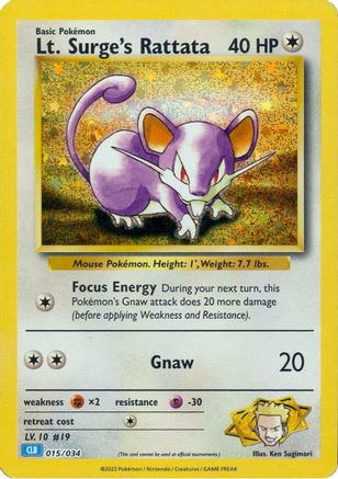 Lt. Surge's Rattata 015/034 - Holofoil Trading Card Game Classic - Classic Collection