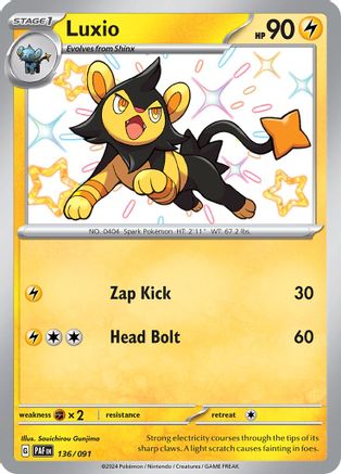 Luxio 136/091 - Holofoil SV Paldean Fates - Shiny Rare