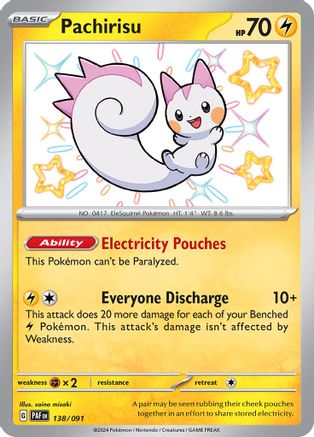 Pachirisu 138/091 - Holofoil SV Paldean Fates - Shiny Rare