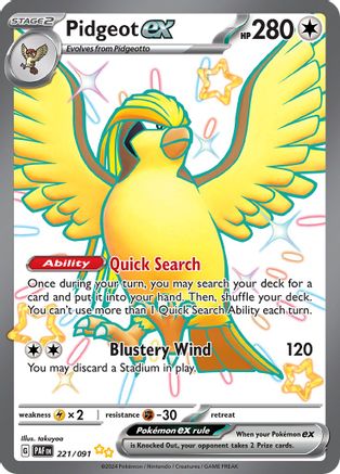 Pidgeot ex 221/091 - Holofoil SV Paldean Fates - Shiny Ultra Rare