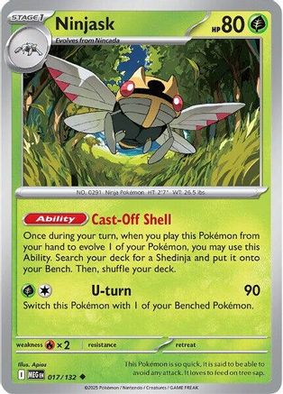 Ninjask 017/132 - Reverse Holofoil ME01 Mega Evolution - Uncommon