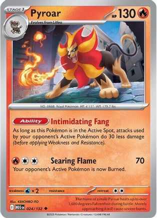 Pyroar 024 - Reverse Holofoil ME01 Mega Evolution - Uncommon