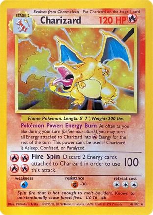 Charizard (Black Dot Error) 004 - Holofoil Base Set - Holo Rare