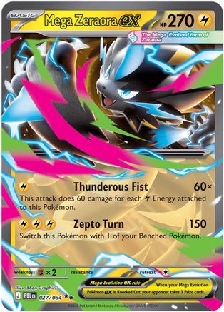 Mega Zeraora ex 027/084 - Holofoil ME05 Pitch Black - Double Rare