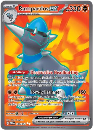 Rampardos ex 100/084 - Holofoil ME05 Pitch Black - Ultra Rare
