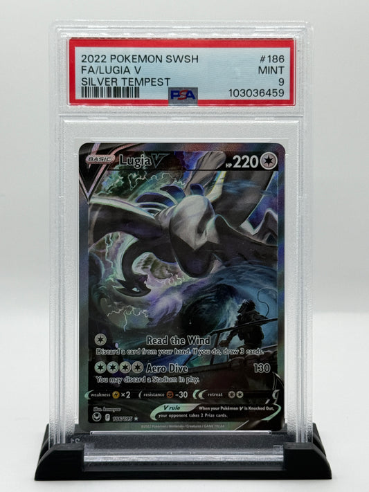 PSA 9 2022 Pokemon Sword and Shield Silver Tempest Lugia V #186