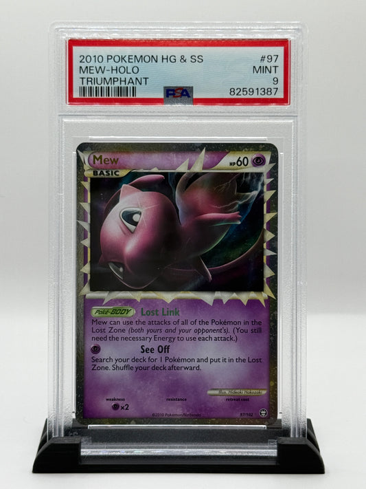 PSA 9 2010 Pokémon Heartgold Soulsilver Triumphant Holo Mew Prime #97
