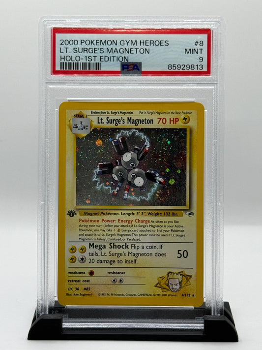 PSA 9 2000 Pokémon Gym Heroes 1st Edition Holo Lt. Surge's Magneton #8