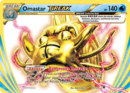 Omastar BREAK 019/124  - Holofoil XY  Fates Collide - Rare BREAK