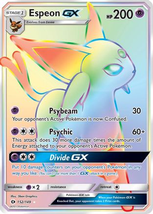 Espeon GX (Secret) 152/149  - Holofoil SM Base Set - Secret Rare