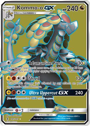 Kommo-o GX (Full Art) 141/145  - Holofoil SM  Guardians Rising - Ultra Rare