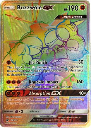 Buzzwole GX (Secret) 115/111  - Holofoil SM  Crimson Invasion - Secret Rare