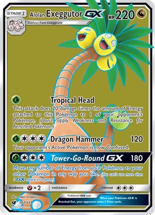 Alolan Exeggutor GX (Full Art) 107/111  - Holofoil SM  Crimson Invasion - Ultra Rare