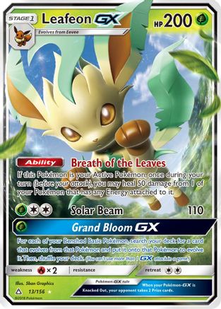 Leafeon GX 013/156  - Holofoil SM  Ultra Prism - Ultra Rare