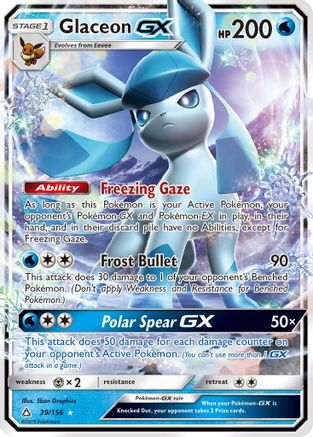Glaceon GX 039/156  - Holofoil SM  Ultra Prism - Ultra Rare