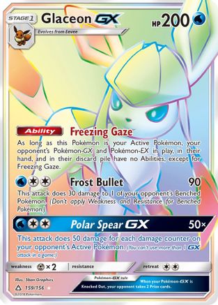 Glaceon GX (Secret Rare) 159  - Holofoil SM  Ultra Prism - Secret Rare