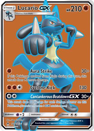 Lucario GX (Full Art) 122  - Holofoil SM  Forbidden Light - Ultra Rare