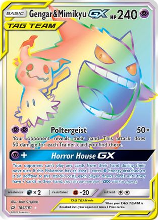 Gengar & Mimikyu GX (Secret) 186  - Holofoil SM  Team Up - Secret Rare