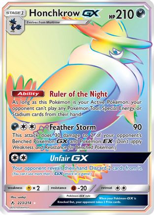 Honchkrow GX (Secret) 223  - Holofoil SM  Unbroken Bonds - Secret Rare