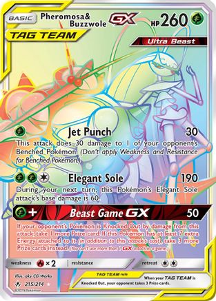 Pheromosa & Buzzwole GX (Secret) 215  - Holofoil SM  Unbroken Bonds - Secret Rare
