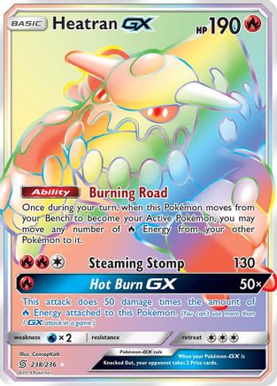 Heatran GX (Secret) 238  - Holofoil SM  Unified Minds - Secret Rare
