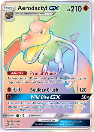 Aerodactyl GX (Secret) 244  - Holofoil SM  Unified Minds - Secret Rare
