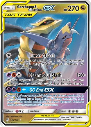 Garchomp & Giratina GX 146/236  - Holofoil SM  Unified Minds - Ultra Rare