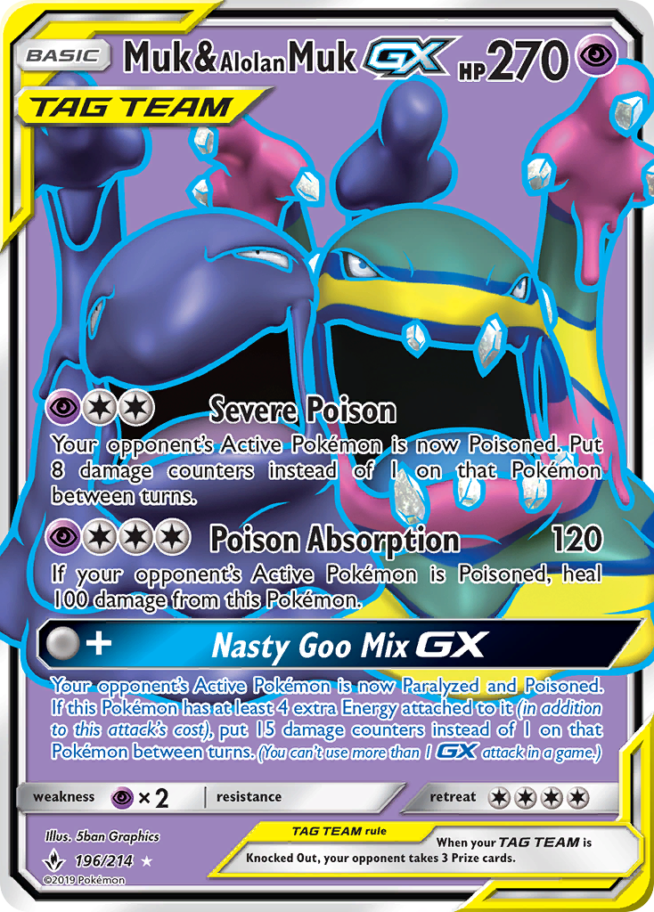 Muk & Alolan Muk GX (196) (Full Art) 196  - Holofoil SM  Unbroken Bonds - Ultra Rare