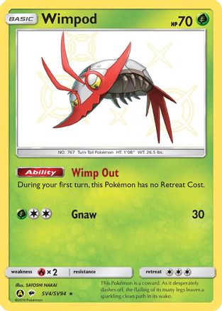 Wimpod SV4/SV94  - Holofoil Hidden Fates Shiny Vault - Shiny Holo Rare