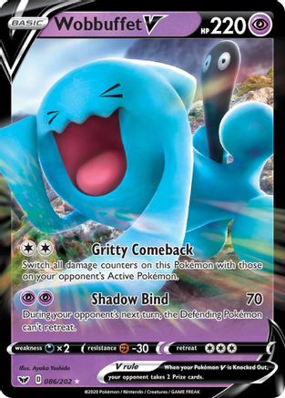 Wobbuffet V 086/202  - Holofoil SWSH01 Sword & Shield Base Set - Ultra Rare