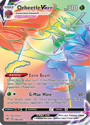Orbeetle VMAX (Secret) 186/185  - Holofoil SWSH04 Vivid Voltage - Secret Rare