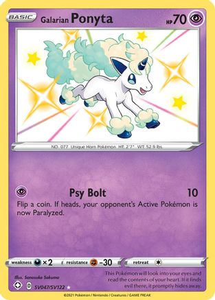 Galarian Ponyta SV047/SV122  - Holofoil Shining Fates Shiny Vault - Shiny Holo Rare