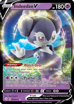 Indeedee V 039/072  - Holofoil Shining Fates - Ultra Rare