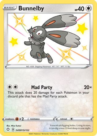 Bunnelby SV097/SV122  - Holofoil Shining Fates Shiny Vault - Shiny Holo Rare