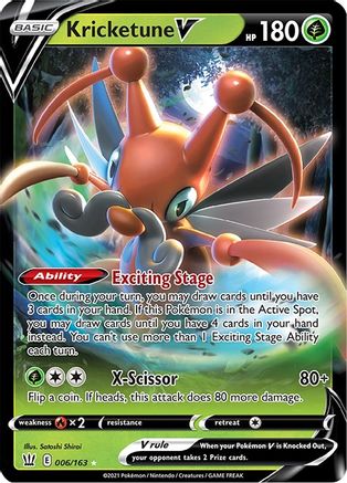 Kricketune V 006/163  - Holofoil SWSH05 Battle Styles - Ultra Rare