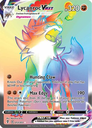 Lycanroc VMAX (Secret) 213/203  - Holofoil SWSH07 Evolving Skies - Secret Rare