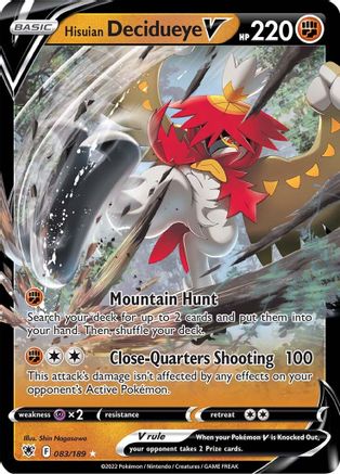 Hisuian Decidueye V 083/189  - Holofoil SWSH10 Astral Radiance - Ultra Rare