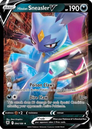 Hisuian Sneasler V 094/189  - Holofoil SWSH10 Astral Radiance - Ultra Rare