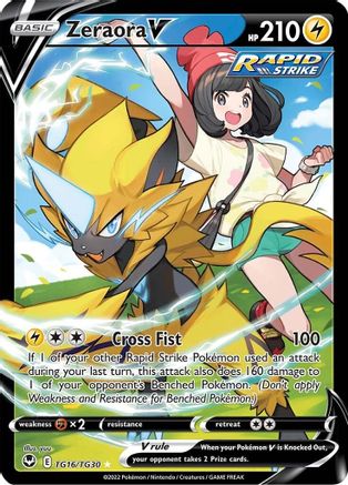 Zeraora V TG16/TG30  - Holofoil SWSH12 Silver Tempest Trainer Gallery - Ultra Rare