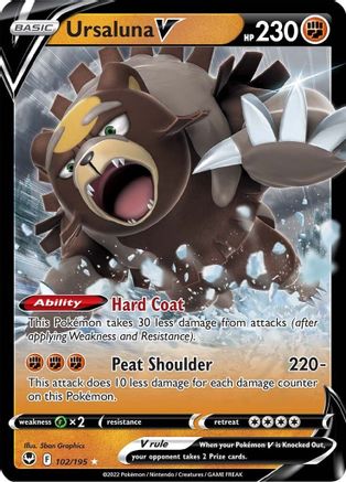Ursaluna V 102/195  - Holofoil SWSH12 Silver Tempest - Ultra Rare
