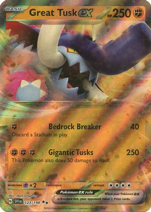 Great Tusk ex 123/198  - Holofoil SV01 Scarlet & Violet Base Set - Double Rare
