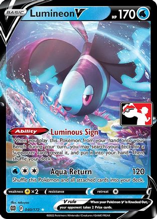 Lumineon V 040/172  - Holofoil Prize Pack Series Cards - Ultra Rare