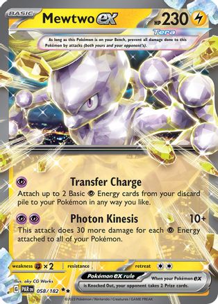 Mewtwo ex 058/182  - Holofoil SV04 Paradox Rift - Double Rare