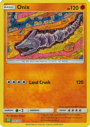 Onix 010/034  - Holofoil Trading Card Game Classic - Classic Collection