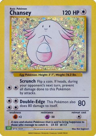 Chansey 015/034  - Holofoil Trading Card Game Classic - Classic Collection