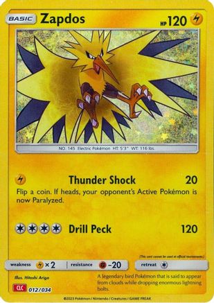Zapdos 012/034  - Holofoil Trading Card Game Classic - Classic Collection