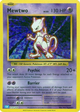Mewtwo 014/034  - Holofoil Trading Card Game Classic - Classic Collection