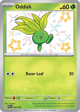 Oddish 092/091  - Holofoil SV Paldean Fates - Shiny Rare