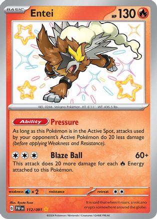Entei 112/091  - Holofoil SV Paldean Fates - Shiny Rare